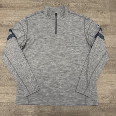 Kuhl Team 1/4 Zip Pullover Mens XL Gray Merino Wool  Outdoor Hiking Thumb Holes