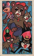 Cartoon Animals Bear Mouse Cats Jet Missile 67892 Menko Card Japanese Vintage