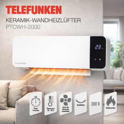 Telefunken Keramik Wandheizlüfter 2000 Neue Version
