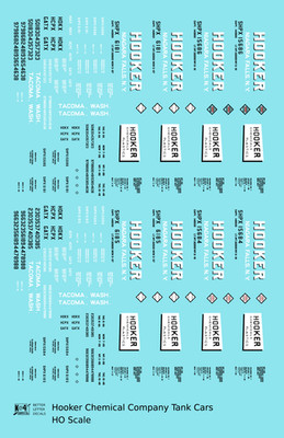 K4 HO Scale Decals Hooker Chemical Tank Car White and Black Niagara Falls