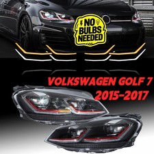 Pair Full Led Drl Headlights Assembly For 2015-2017 Golf 7 Mk7gti Wisequential