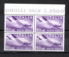 REPUBBLICA 1957 POSTA AEREA 50 LIRE  DEMOCRATICA STELLE ** IN QUARTINA... MNH VF