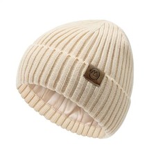 Winter Hats for Women Men Satin Lined Beanie for Women Soft One Size Beige