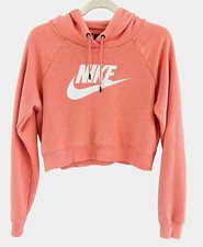 Nike Sportswear Logo Pullover Fleece Hoodie Women s Regular S Pink Long Sleeve
