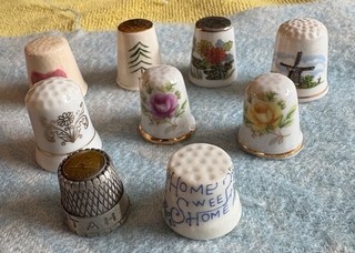 Lot of Thimbles Lot of 9 floral pewter Utah windmill