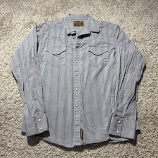 Wrangler Retro Shirt Mens L Western Plaid Pearl Snap Long Sleeve Blue Gray Y2k