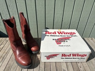Red Wing Boots Pecos Mens 9.5 D Red Boots Pull on Red Leather Soft Toe