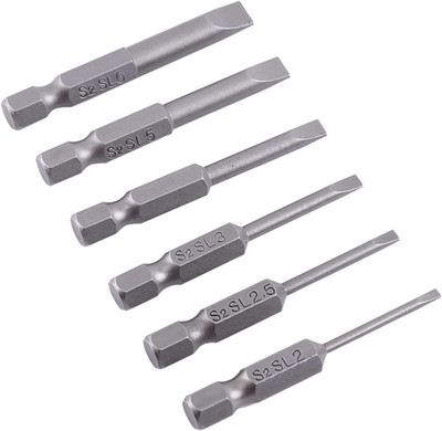 Schrauber Bit, 6pcs Flachkopf Schlitz Spitze Schraubendreher Bits Set S2 Legieru