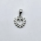Vintage Sterling Silver Clear Gemstone Halo Heart Love Petite Drop Pendant -1.3g