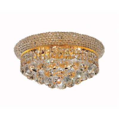 Primo Collection 4-Light 12x06 Flush Mount Crystal Ceiling Light in Gold