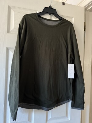 New Men s Threads 4 Thought Reversible Long Sleeve Shirt Dark Green Size Large