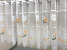 Duck  Geese Daisy Flowers White Cafe Net Curtain Sold by the Metre  3 Drops