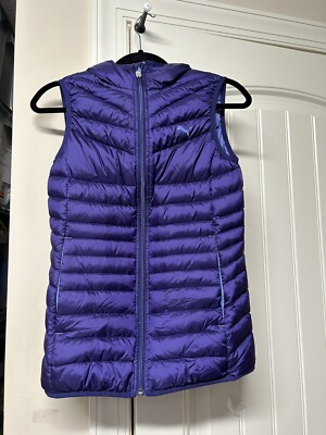 Puma Women's Ultra Light Hooded Down Vest Purple Sz XS