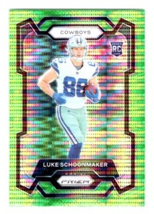 2023 Prizm Football Luke Schoonmaker #325 Neon Green Pulsar Rookie