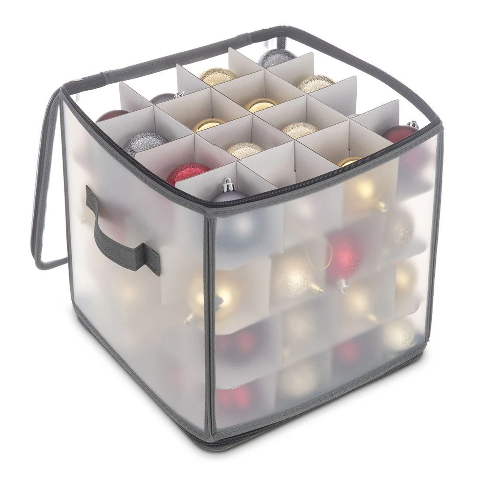 CHRISTMAS VILLAGE 64 Christmas Decoration Baubles Box Storage Bag Xmas Tree Organiser Bauble Decor