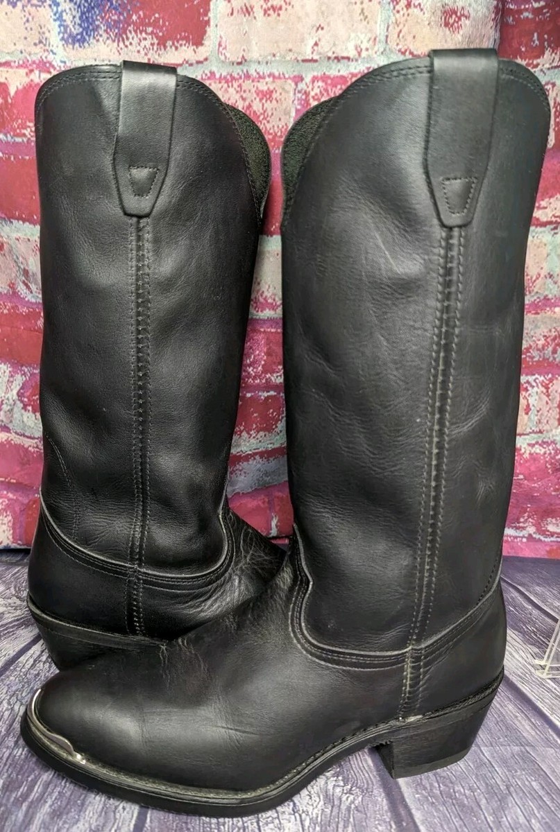 GEORGIA BLACK LEATHER COWBOY WESTERN RIDING BOOTS MENS 9.5 RODEO