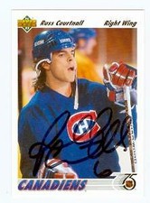 Russ Courtnall autographed Hockey Card (Montreal Canadiens) 1991 Upper Deck #168