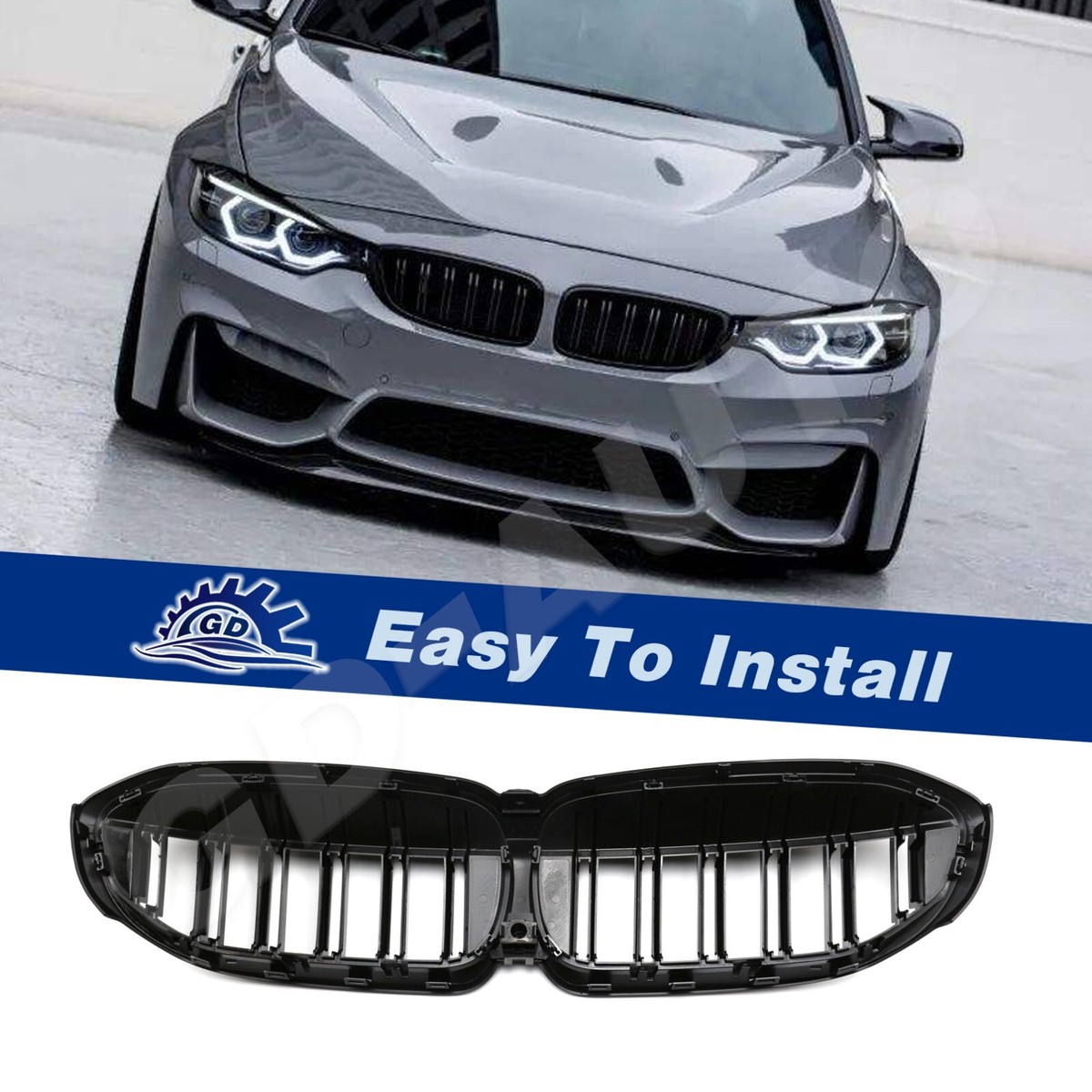 For 2019-2022 BMW 3 Series G20 G21 Gloss Black Grill Front Bumper