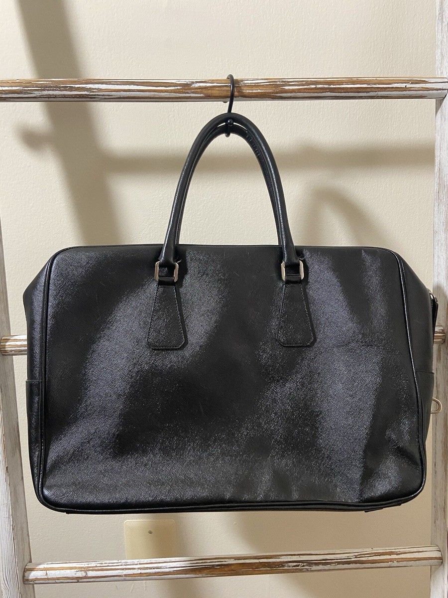 Prada Black Saffiano Leather Briefcase Hand Shoulder Travel Bag
