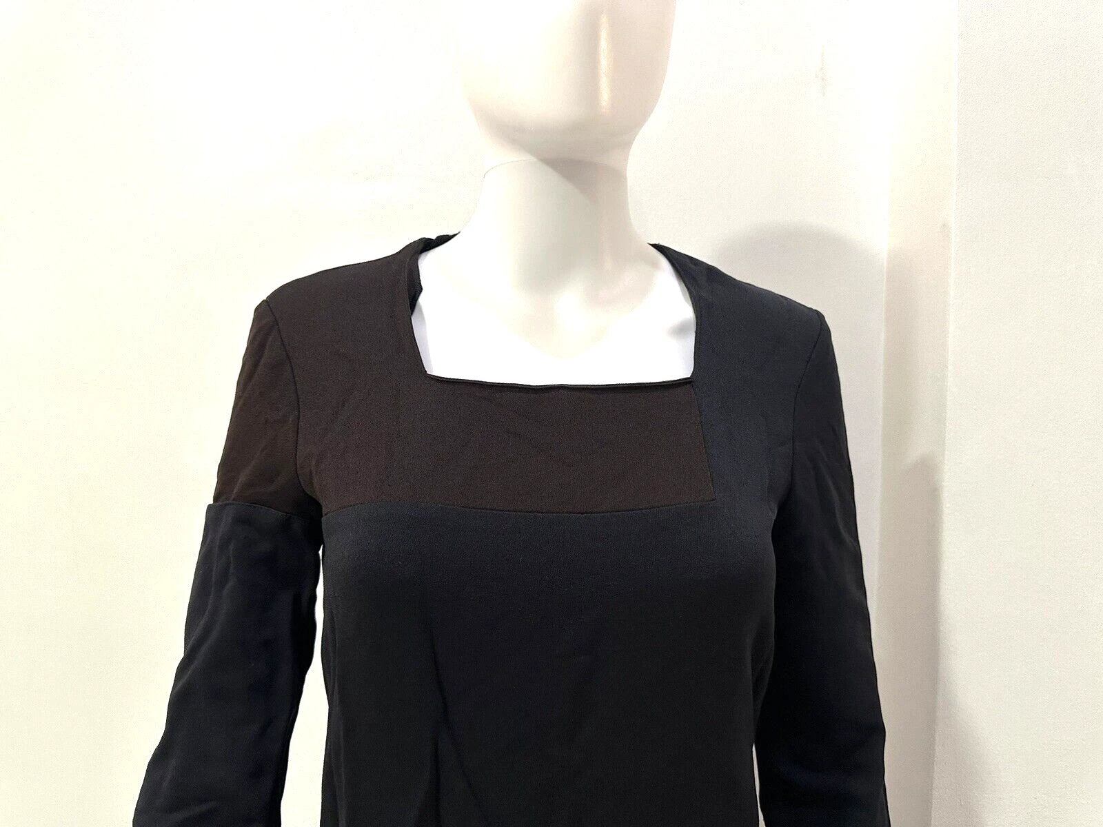 VESTITO VERSACE TECHNO JEANS VINTAGE COLORBLOCK LANA TAGLIA 26 40 NERO MARRONE