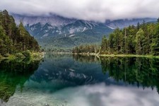 Landscape photography nature overcast lake reflection Custom Gaming Mat Desk