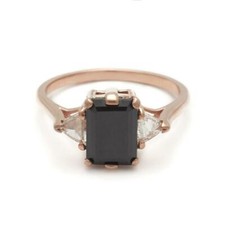 1.2ct Simulated Black Diamond Trillion Accents Trilogy Ring Rose Gold Plated
