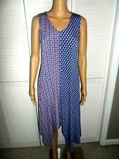 SALE Pretty MSK size S blue multi print sleeveless midi dress women NWT