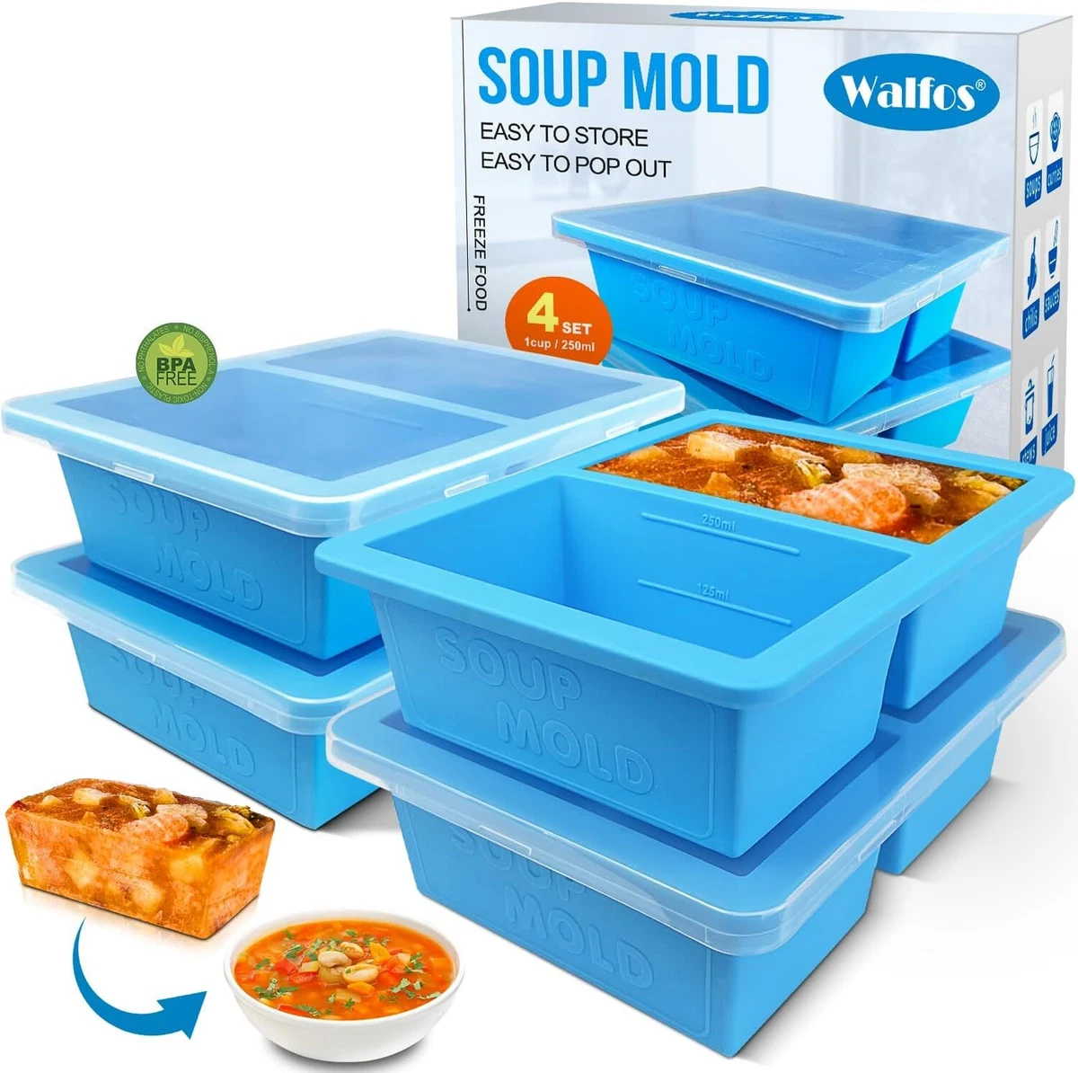 Freezer Soup Tray Molds - Food Storage Container For Soup Sauce Meal Prep  For Kitchen