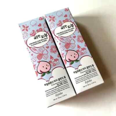 Lot 2x New Sealed Korean Esfolio Hyaluronic Acid Peach Cleansing Foam K-Beauty
