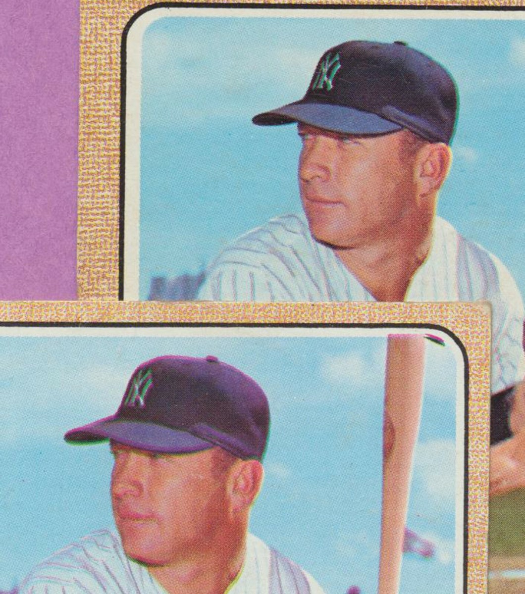 2 Card Lot GREEN LOGO ERROR 1968 Topps Mickey Mantle #280 HOF