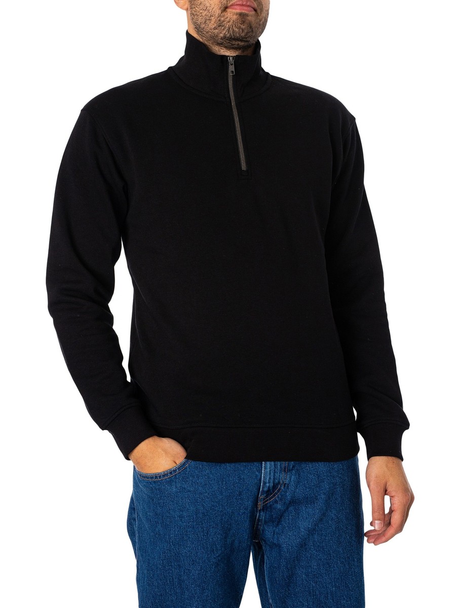 Jack Jones Mens Bradley Half Zip Sweatshirt, Black