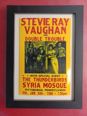 Framed Mini Concert Poster Stevie Ray Vaughan Pittsburgh 1986 | eBay
