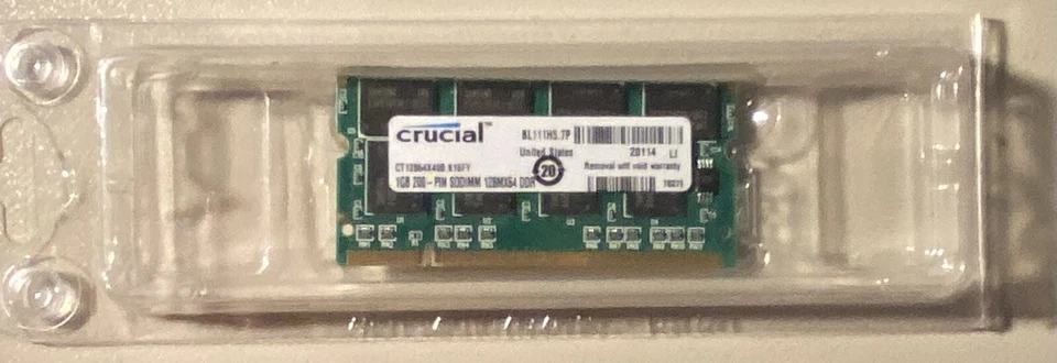 Crucial 1GB 200 Pin DDR2 SODIMM 126MX64 Memory Card NEW In Package - Image 3 of 4