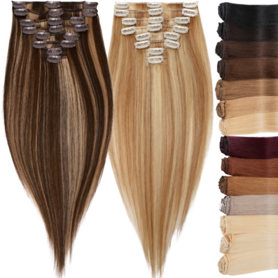 CLEARANCE 100% Real Human Hair Extensions Clip In Hair WEFT Full Head Highlight