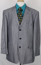 Stafford Men's Blazer Sz 44R Black Gray Herringbone Lined Single Vent EUC