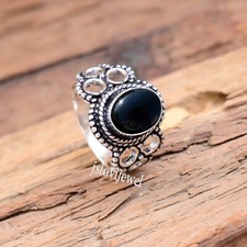 Natural Black Onyx Gemstone 925 Sterling Silver Exclusive Ring For Life Part