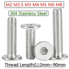 Thin Wafer Flat Head Allen Screw Machine Bolts Metric M2 M2.5 M3 M4 M5 M6 M8