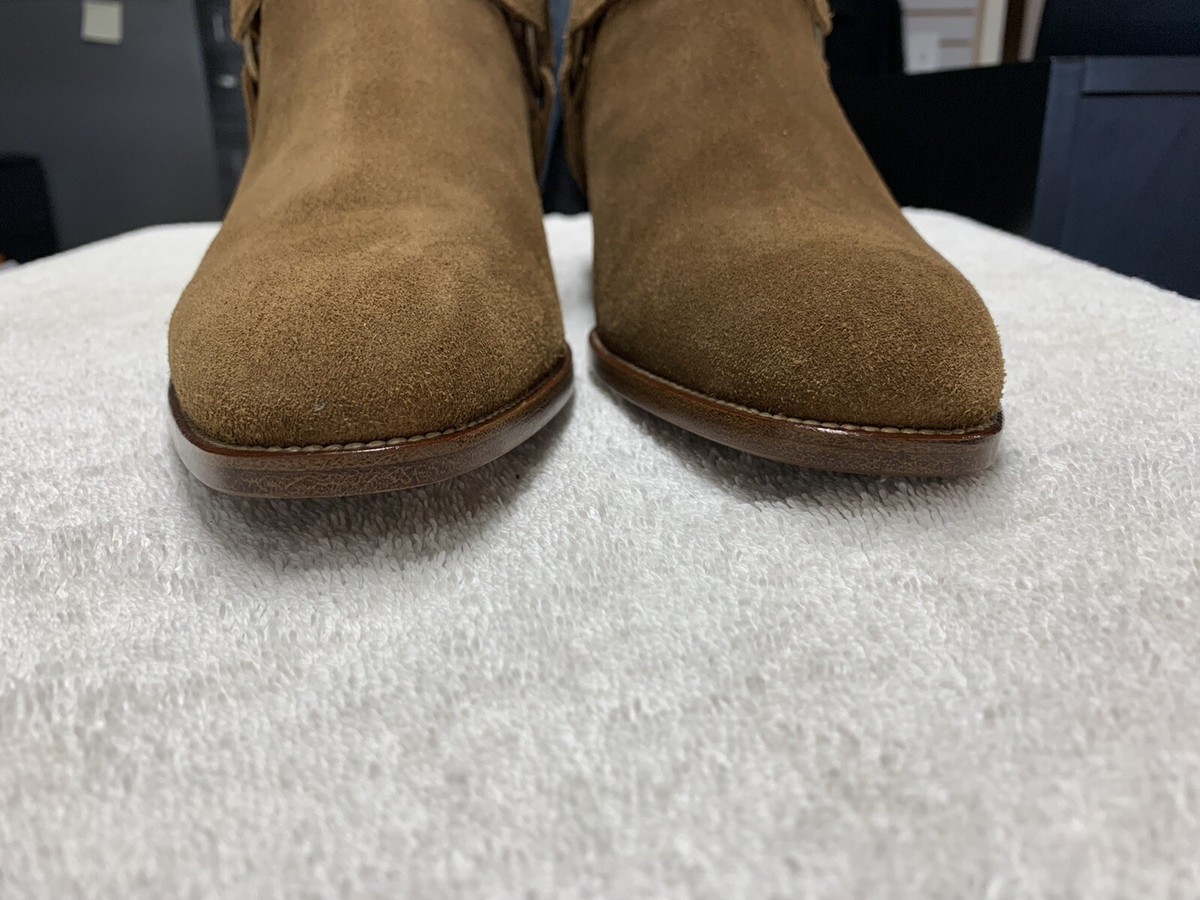 YSL Saint Laurent Wyatt Harness Suede Camel Brown Boots YSL Saint Laurent Wyatt Harness Suede Camel Brown Boots