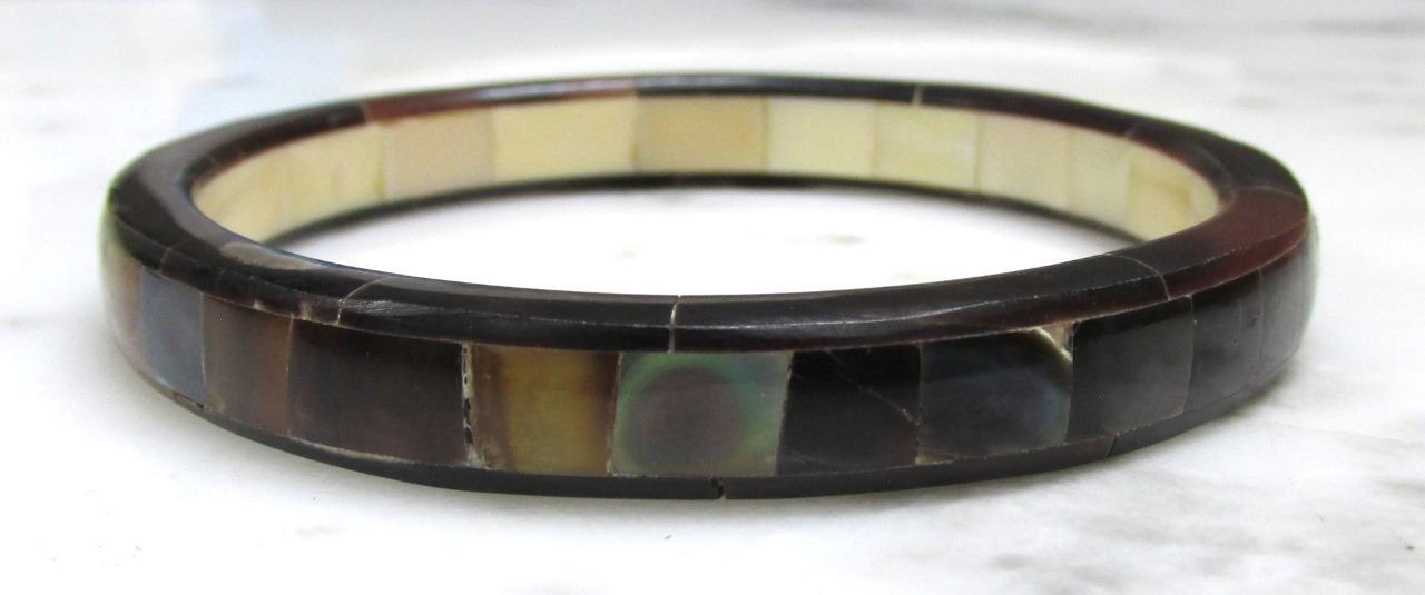 Unique Vintage Abalone Shell Bangle Bracelet ~ 8.… - image 1