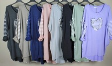 50 % RABATT REDUZIERT AUF CLEAR - WAR £32 schönes Damen-Top gestreift vorne Pailletten Herz