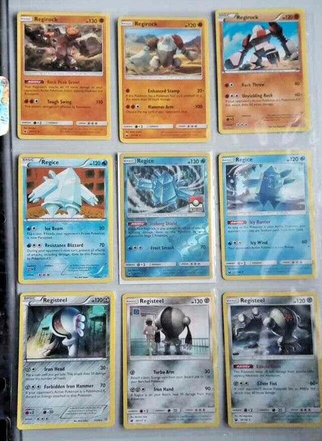 9 Pokemon Card/Tarjeta Set: 3 Regirock, 3 Regice, and 3 9 Pokemon Card/Tarjeta Set: 3 Regirock, 3 Regice, and 3