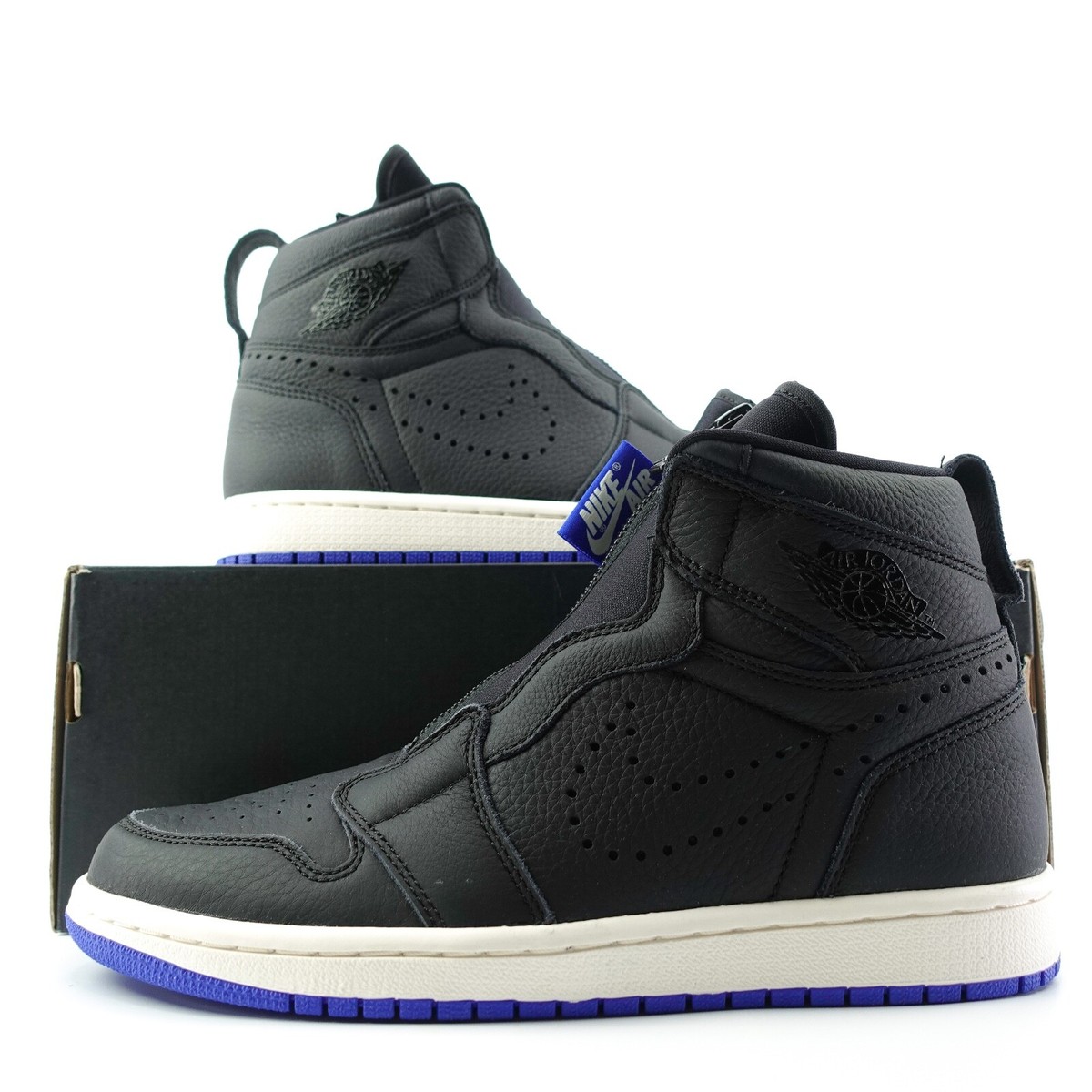 Mens Air Jordan 1 High Zip Black Hyper Royal Blue Basketball Mens Air Jordan 1 High Zip Black Hyper Royal Blue Basketball