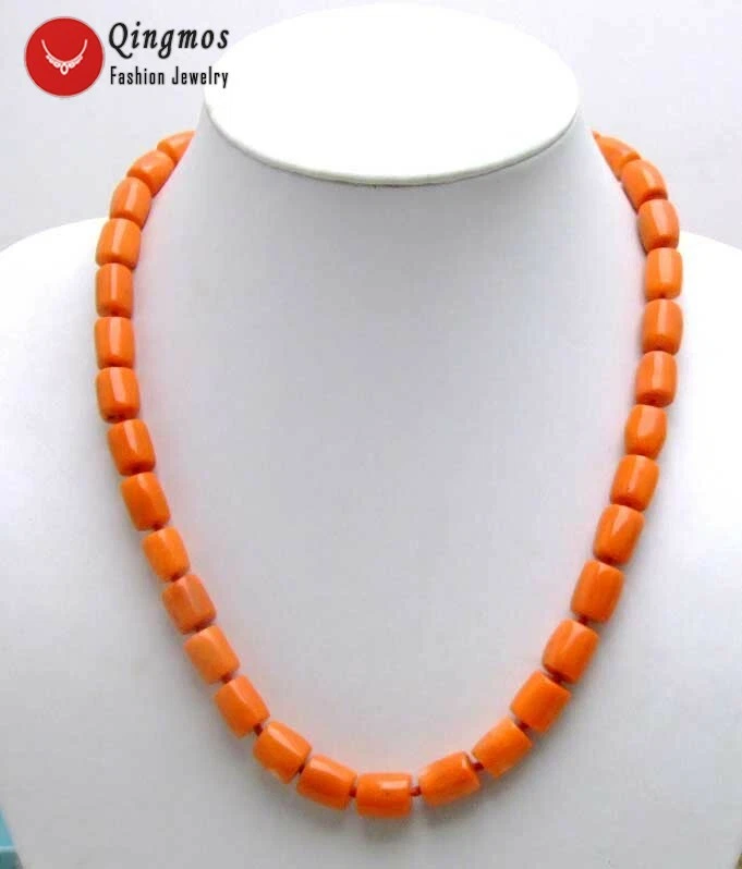 Genuino 10-12 mm Grueso Rebanada Natural Naranja Coral Collar para Mujer Gargantillas 18" Foto 3 de 4