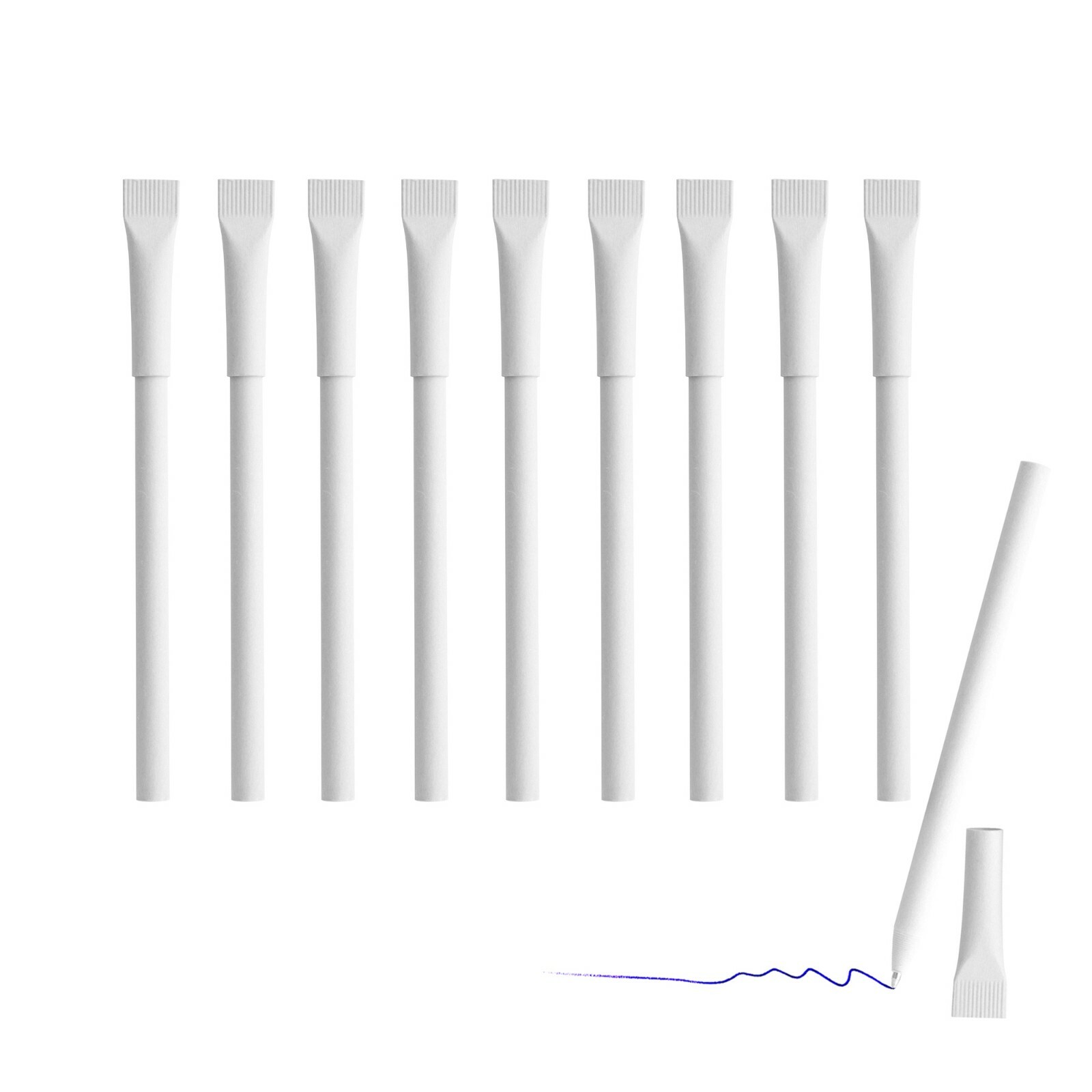 10er Set Kugelschreiber aus Recycling-Papier - mit passender Kappe - Mine: blau