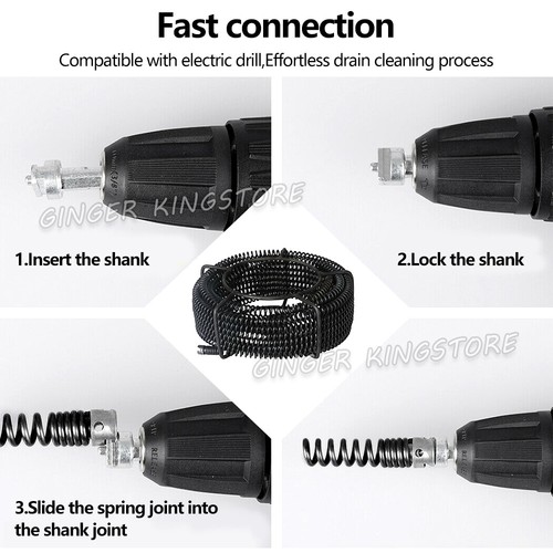 Plumber Drain Snake Pipe Cleaner Pipeline Sewer 12M w 6 Drill Bit Tool - Picture 6 of 10