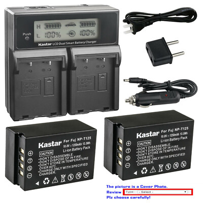 Kastar Battery LCD Dual Fast Charger for Fuji NP-T125 & Fujifilm GFX 100  GFX100