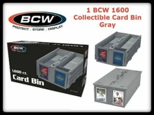 NEW BCW Collectible Card Bin Gray 1600 Count Durable Plastic Holder w/ Partition