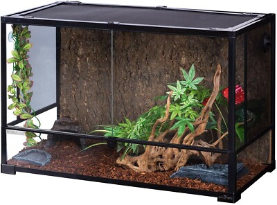 Reptile temperglass Terrarium,Hinge Doors with Screen Ventilation 36 W 18 H 24 D