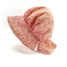 Vintage Style Red Floral Bonnet Prairie Cap Photo Prop Costume Cottage Core