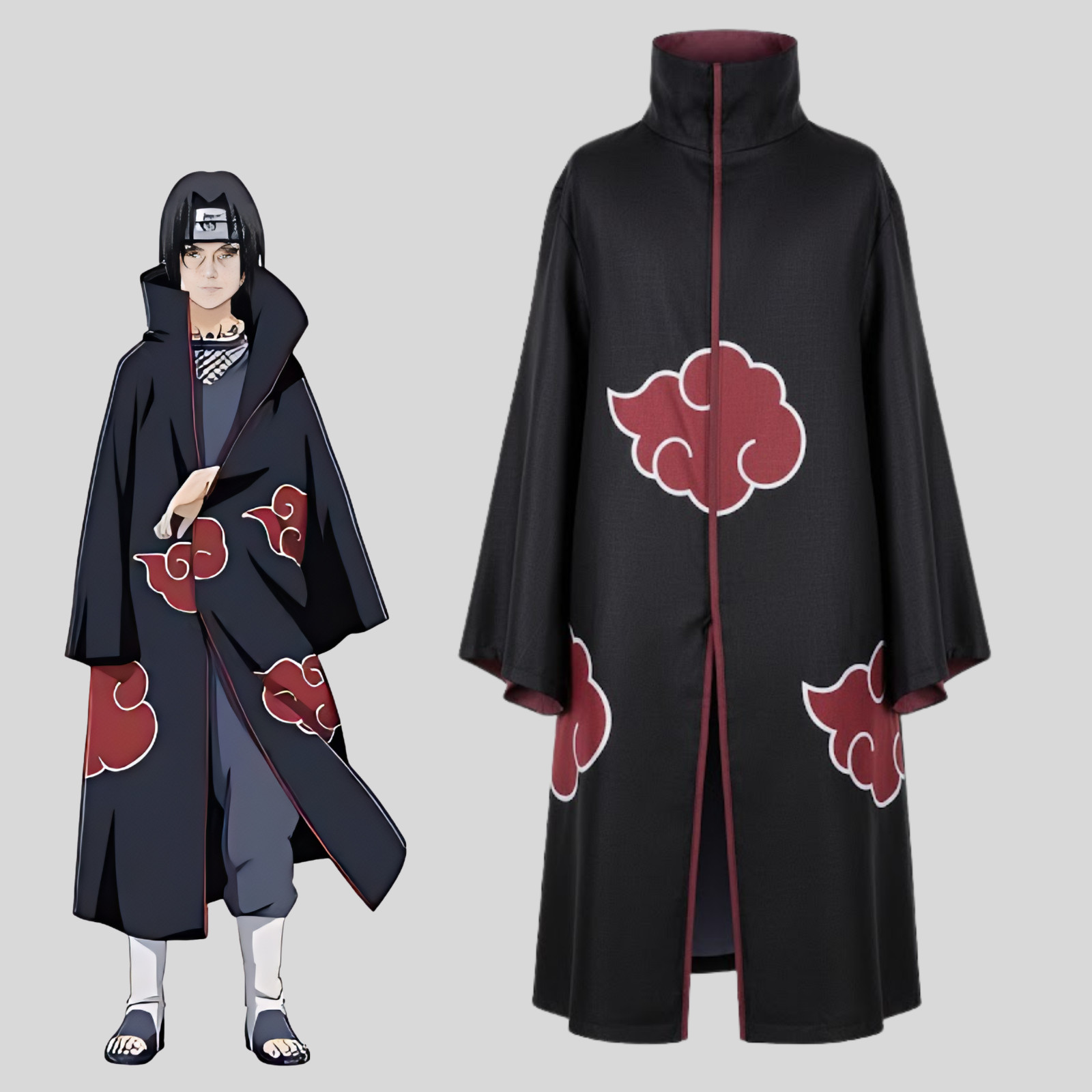 Capa inspirada en Akatsuki Itachi - Aspecto de cuero de oveja, diseño estampado, XXS-5XL
